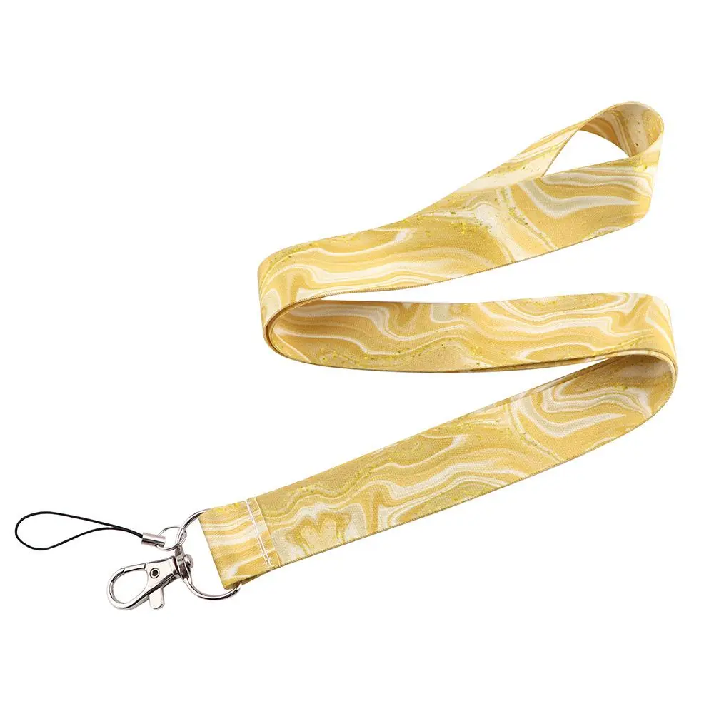 Cintas de poliéster para colgar, soporte para tarjetas de identificación, cordón para teléfono, cordón con estampado de mármol, correas para el cuello