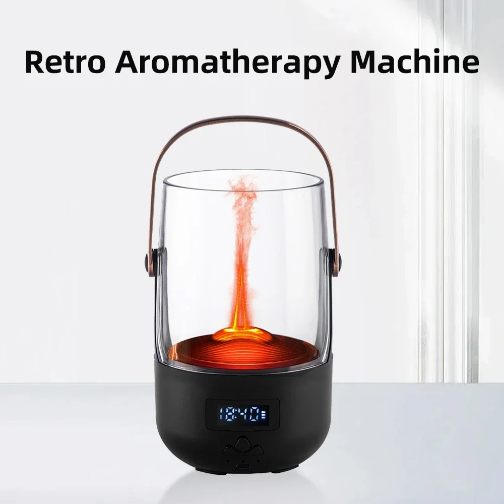 200ML Retro Flame Effect Essential Oil Diffuser - 3 Timer Modes, Ambient Night Light & Auto Shut-Off for Safe Aromatherapy
