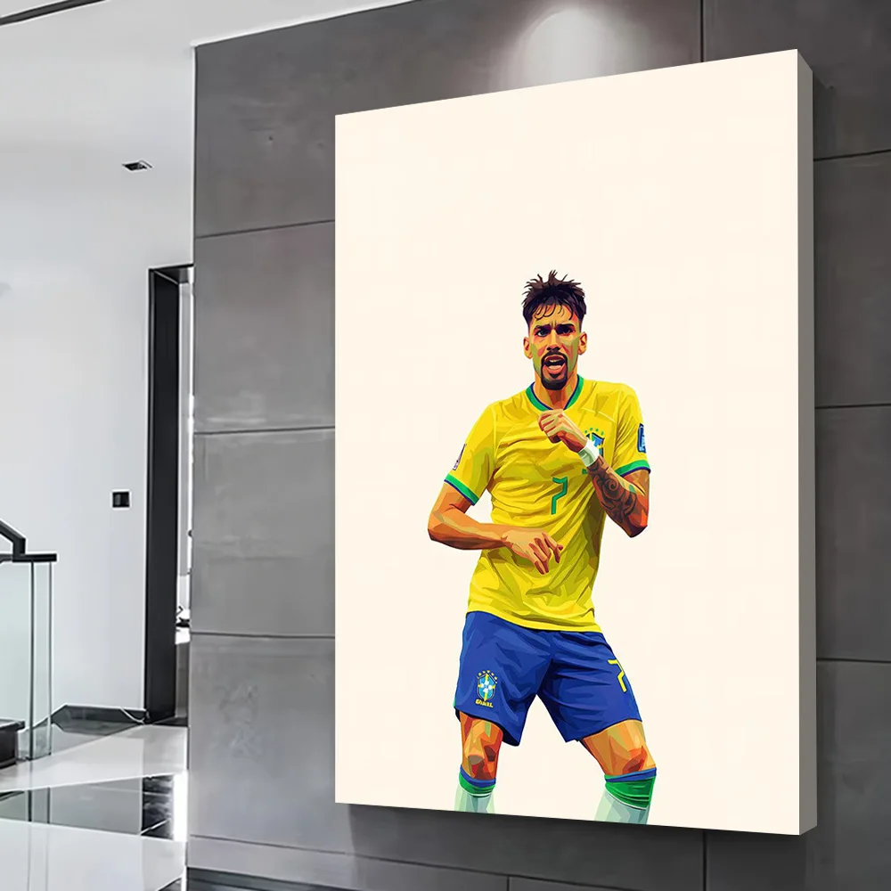 Lucas Paquetá Brazil Soccer Jersey Printing Poster Custom Pictures Wall Art Canvas Painting Gift for Room Decorating Interior