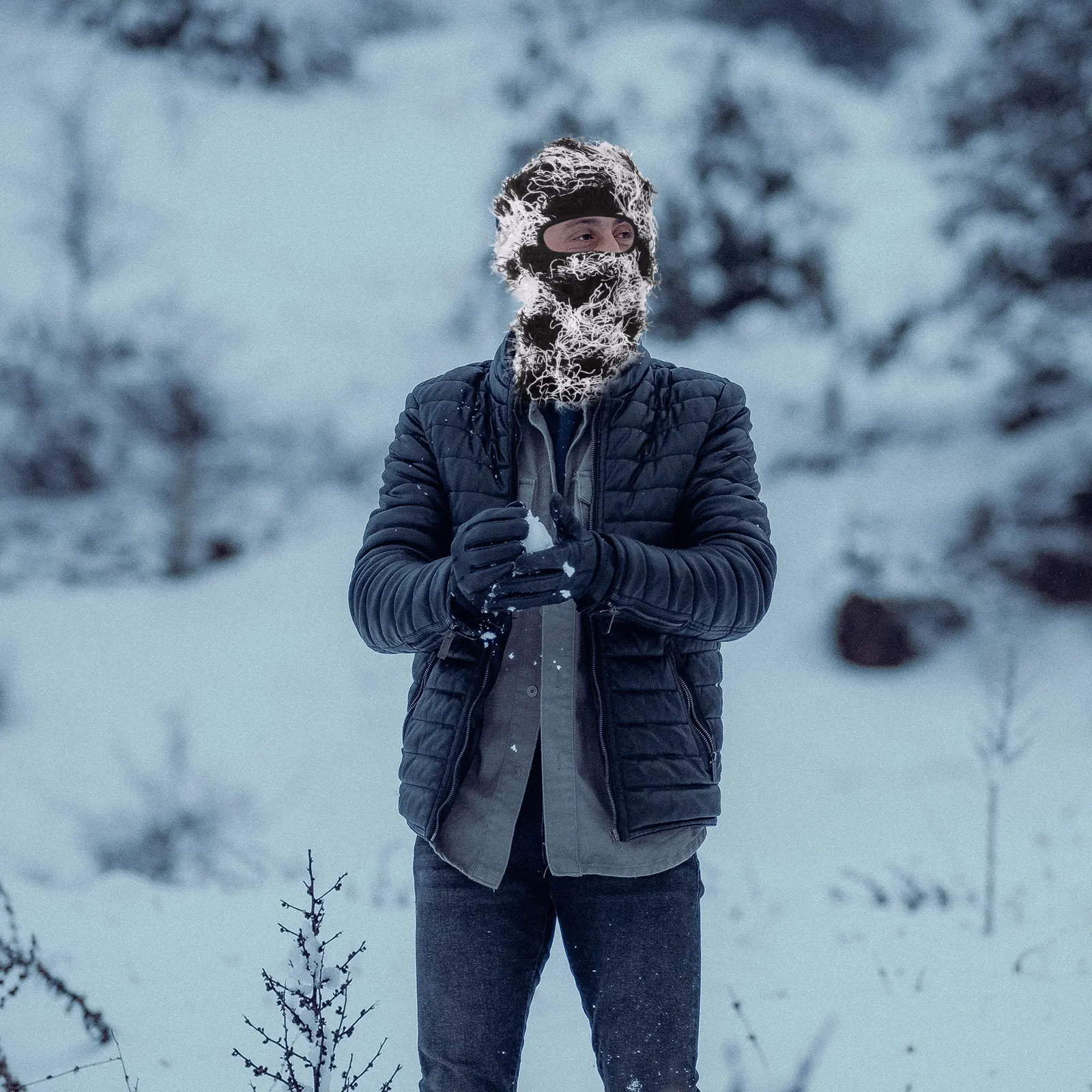

Knitted Face Furry Balaclava Outdoor Clothing Black White Ski Balaclava Face Mask Men Mask Beanie Winter Men Size
