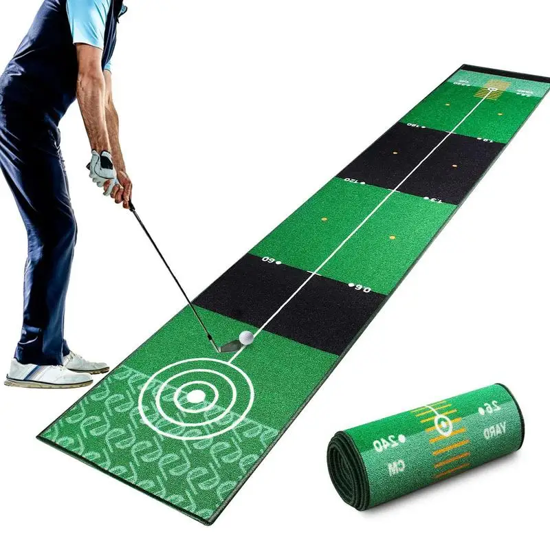 Golf Practice Mats Non-Slip Putting Practice Mat With Distance Mark Portable Polyamide Fiber Golf Green Mat Hitting Cushion