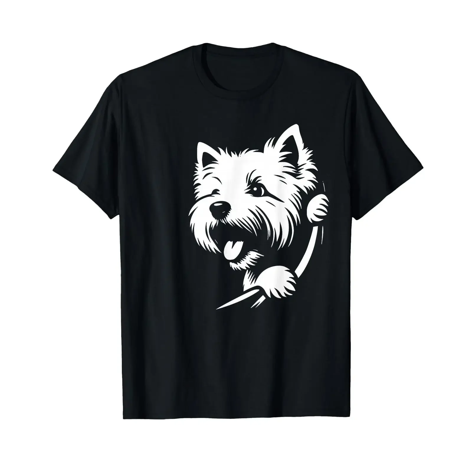 T-shirt vintage lavé respirant pour homme, motif West Highland White Terrier Peering Dog Westie, streetwear tendance