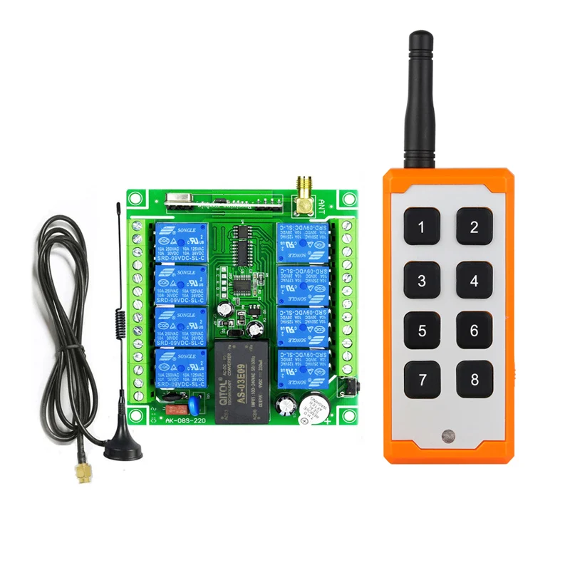 433mhz Universal AC110V  220V  8 channel  RF Wireless Remote light Control  switch   Receiver  Transmitter  industrial 1000m