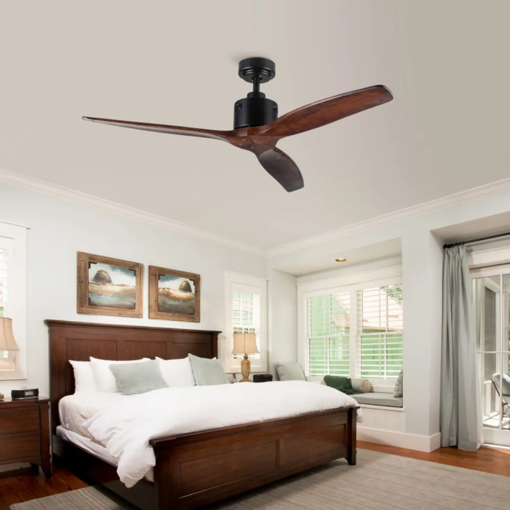 52 Antique Brown Ceiling Fan Without Light with Remote Control, Cooling Appliances, Electric Fans