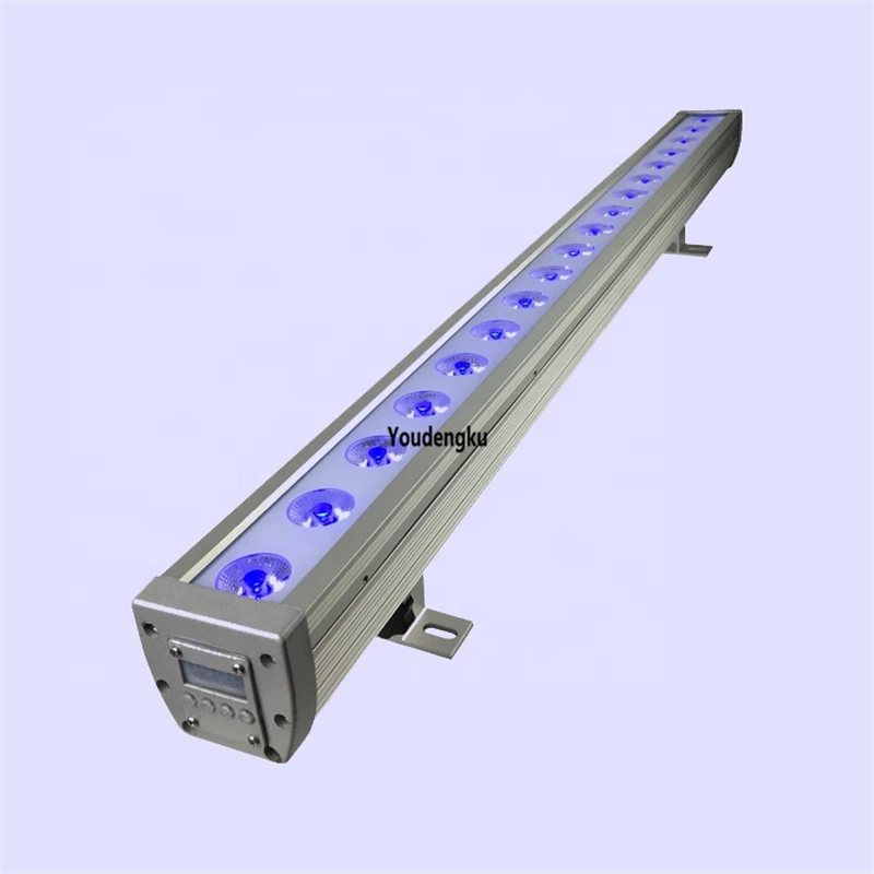 4pcs building install narrow beam 25 degree 1000mm long 18x3w 3in1 dmx512 rgb led wall washer light outdoor