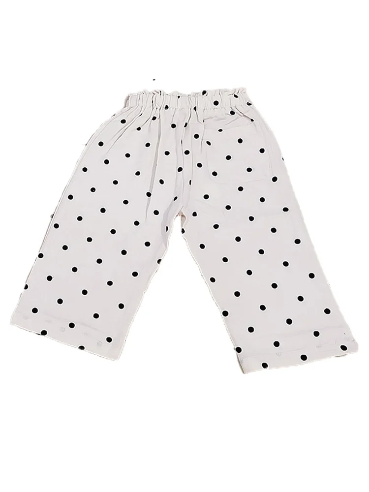 Summer New Baby Linen Pants Korean Kids Spring Organic Cotton Loose Polka Dot Pants Boys And Girls Lantern Trousers