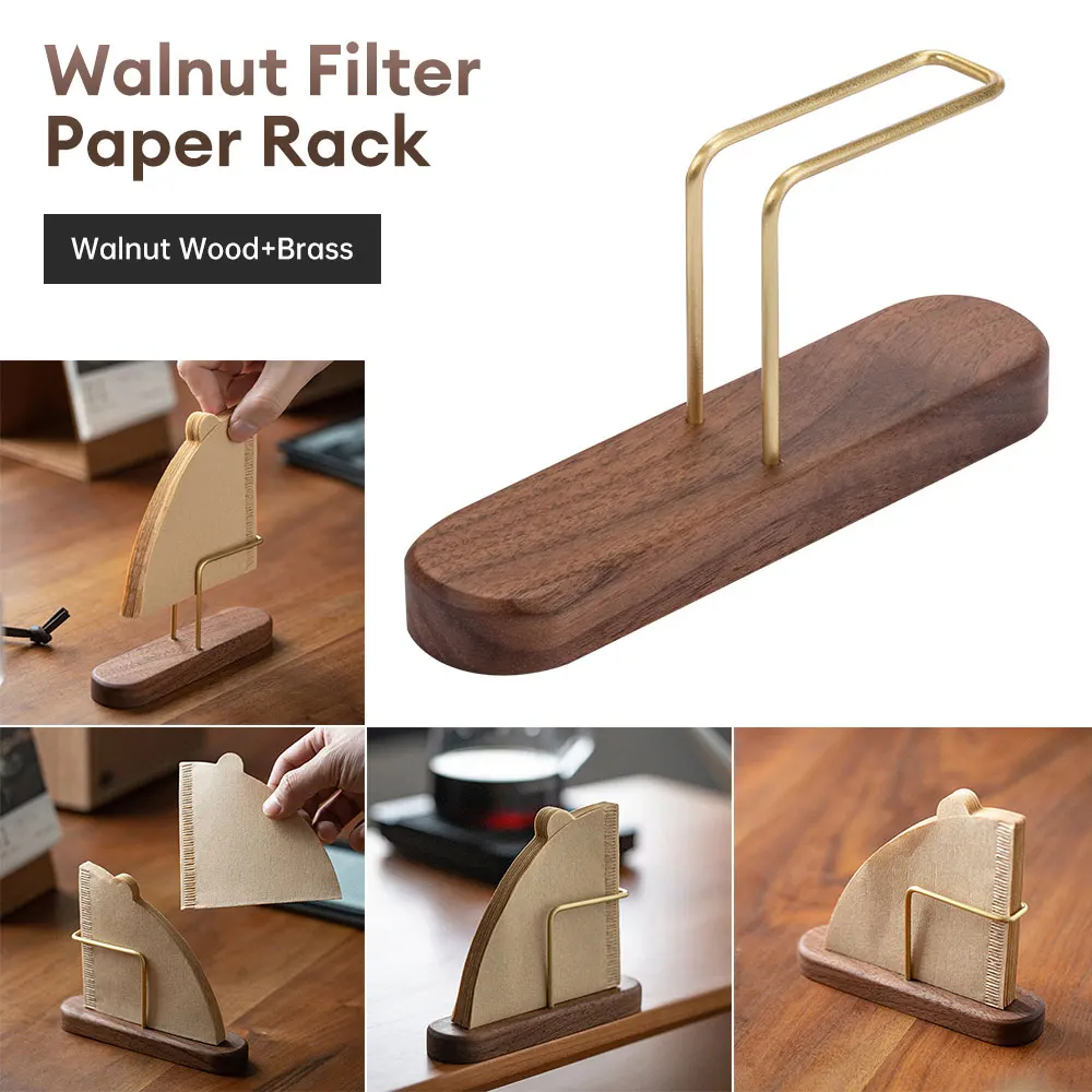 Walnut Filter Paper Rack Holder Coffee Accessories Stand Capacity Of 60 Pcs Paper Storage Durable For Fan Shape V Shape