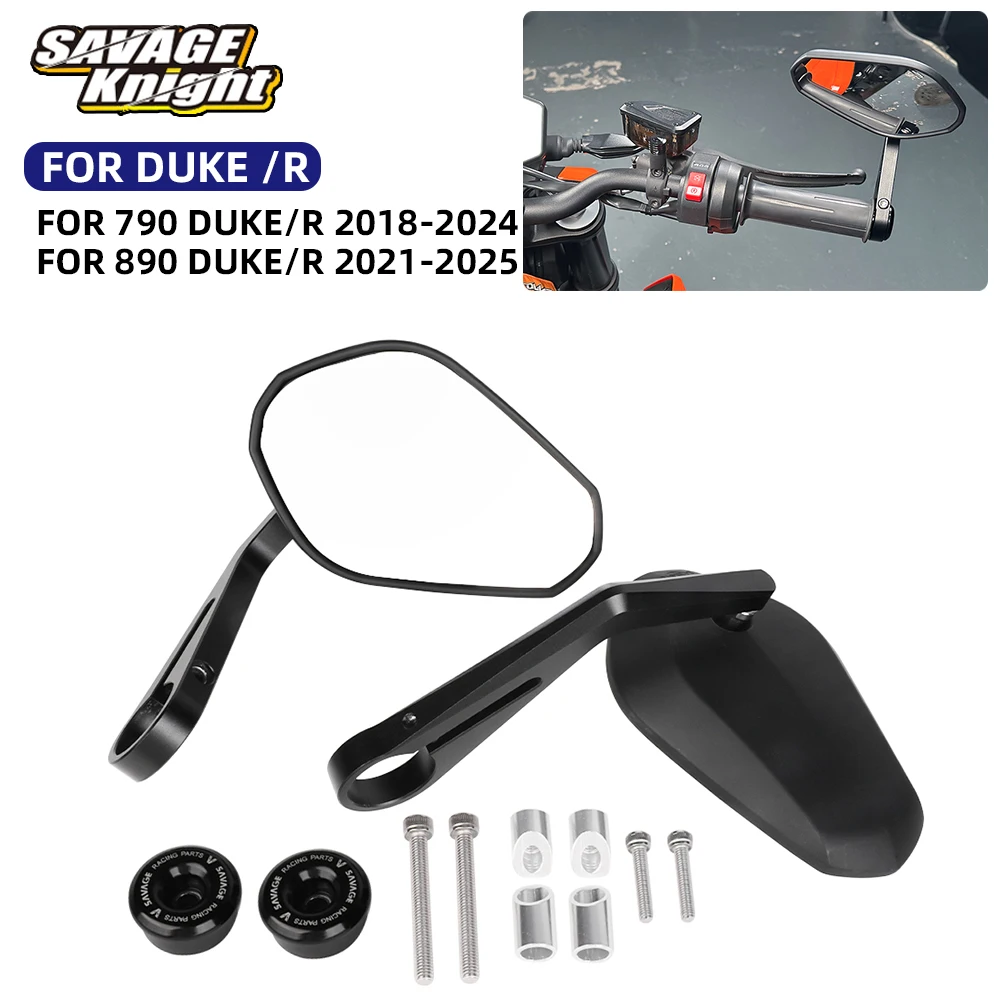ل 890 DUKE /R 2021-2025 المقود نهاية مرايا الرؤية الخلفية 790 690 Duke R 690duke E9 Emark قابل للتعديل بار نهاية المرايا الجانبية مرآة
