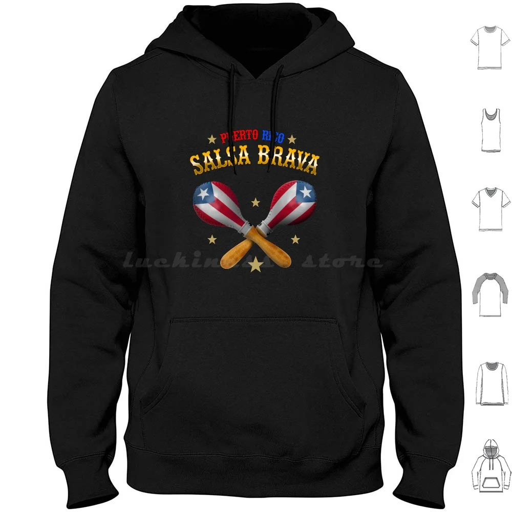 

Maracas Puerto Rico Salsa Salsa Brava Hoodie Cotton Long Sleeve Salsa Fania Power Celia Cheo Hector Lavoe Joe Brava