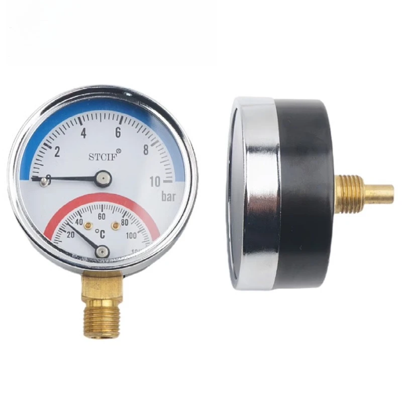 

120℃ Temperature And Pressure Integrated Gauge Pressure 10KG 16KG Water Heating Pressure Gauge