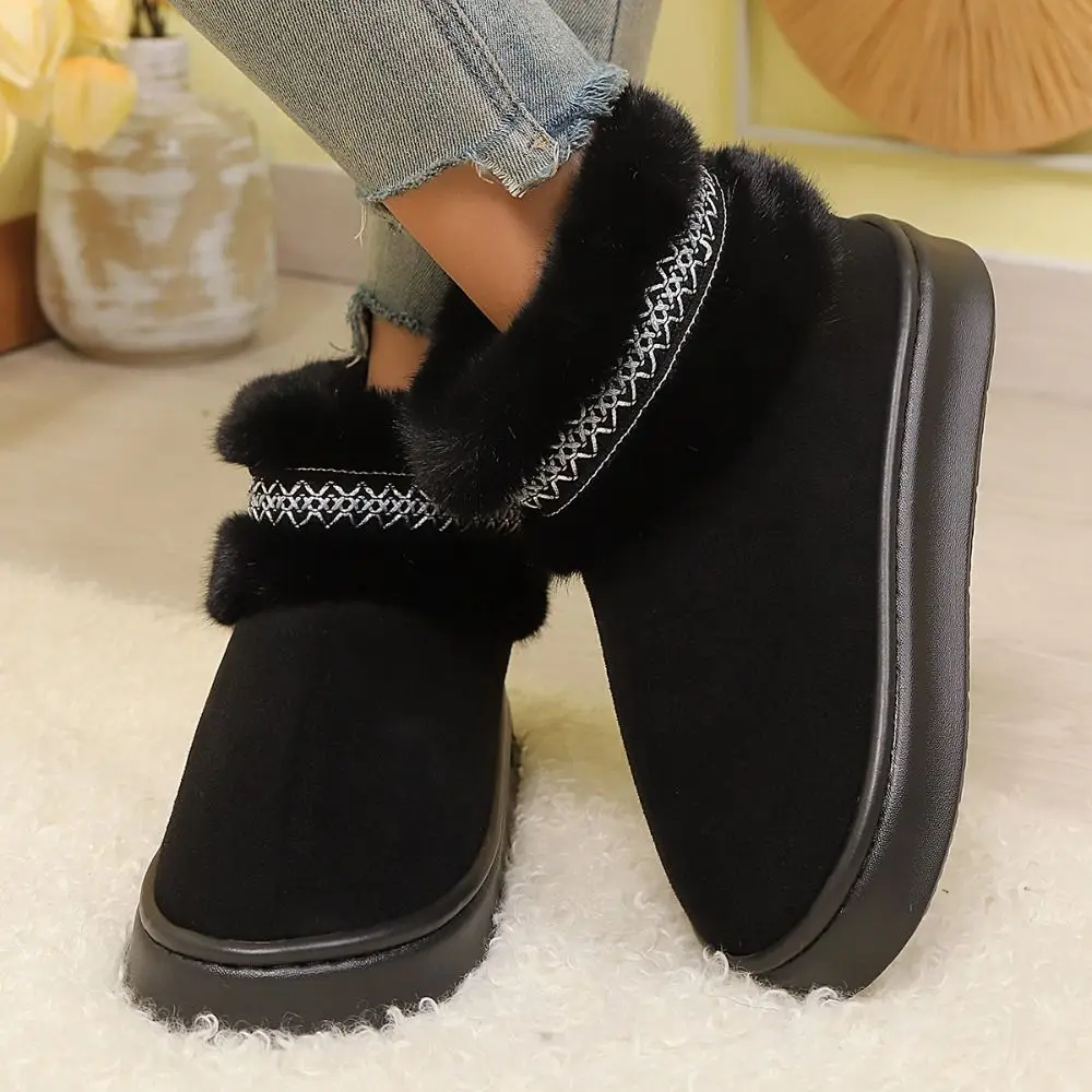 جديد أحذية الثلوج حذاء من الجلد الدافئة عدم الانزلاق وحيد المرأة النعال سميكة القاع رقيق المنزل أحذية قطنية الشتاء