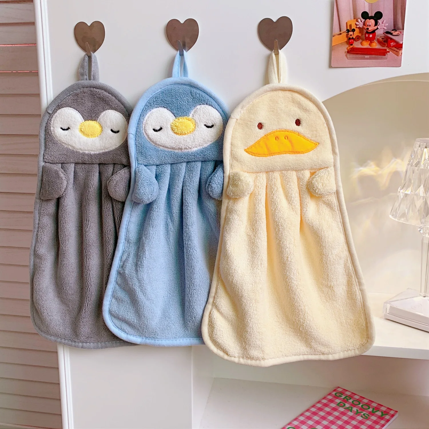 Hangable Hand Towel Absorbent Towel Children's Hand Towel Cute Penguin Duck Hand Towel Skin Friendly And Soft