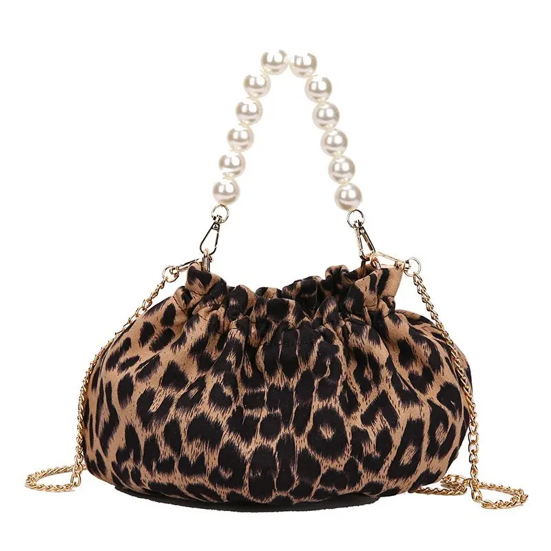 Leopard/Tiger/Zebra Pattern Women\'s Bag 2022 Trend Small Elegant Tote Shoulder Bag Luxury Designer Handbag Pearl Chain Hobos Sac