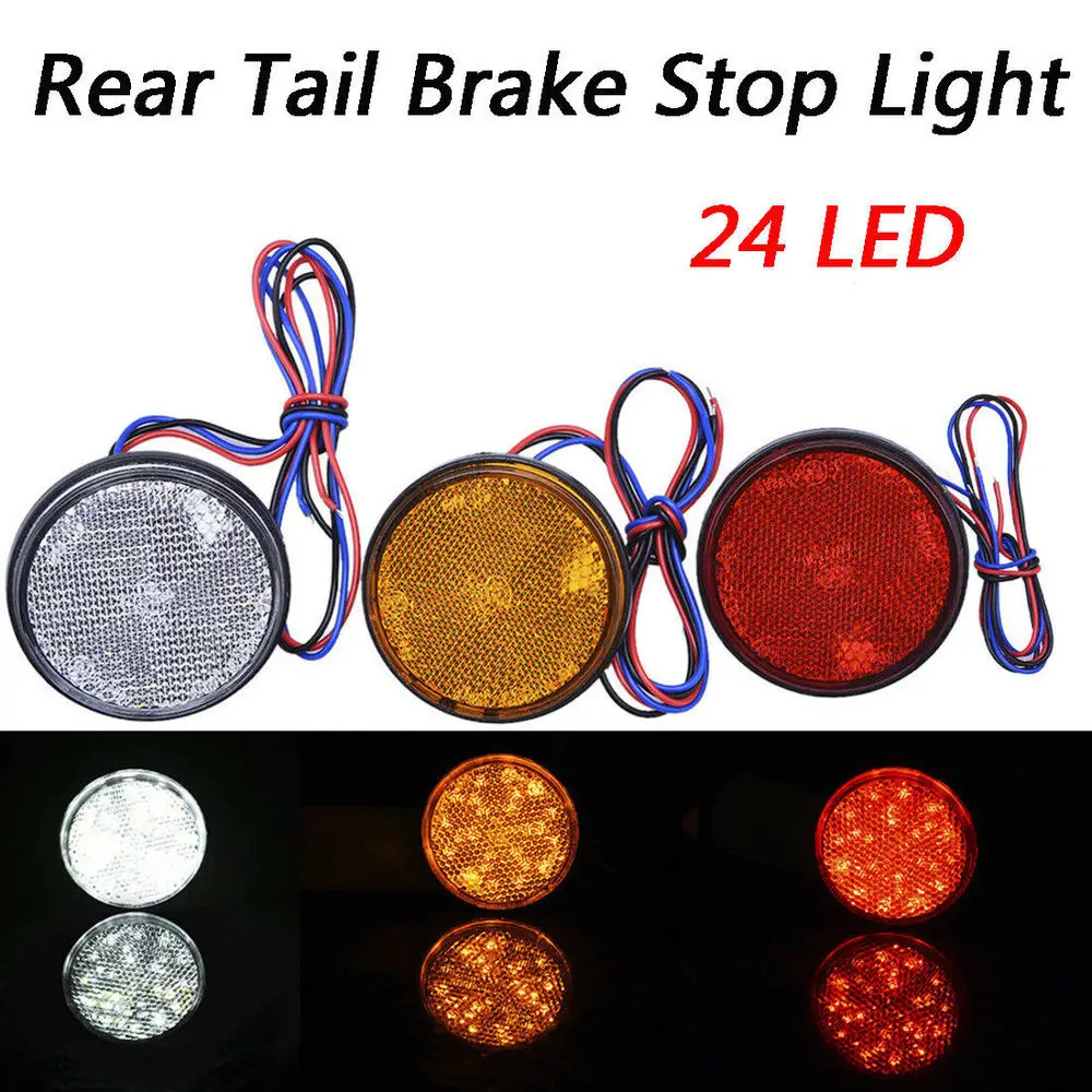 

2x LED 12V Brake Stop Light Tail Driving Round Taillight Red Reflector ATV Off Road Motorcycle Signal Lamp Accessories Car Light