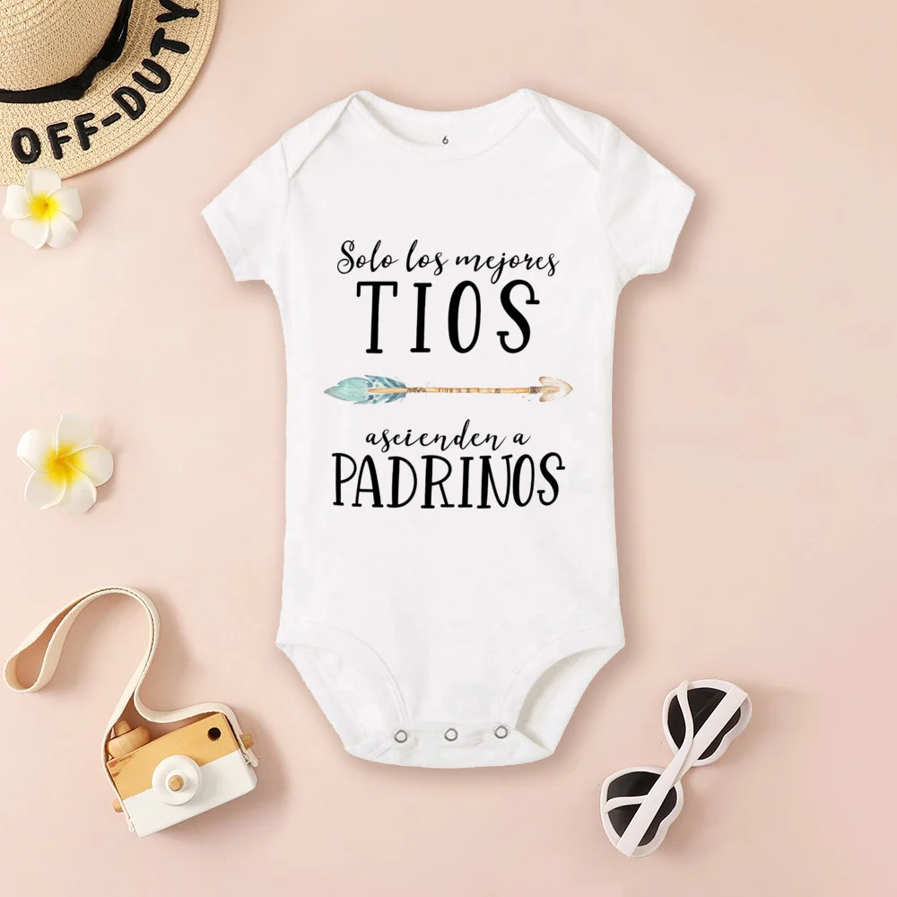 Would You Be My Godmother & Godfather Print Baby Bodysuits Baby Ask for Madrina Padrino Baptism Clothes Summer Infant Jumpsuits