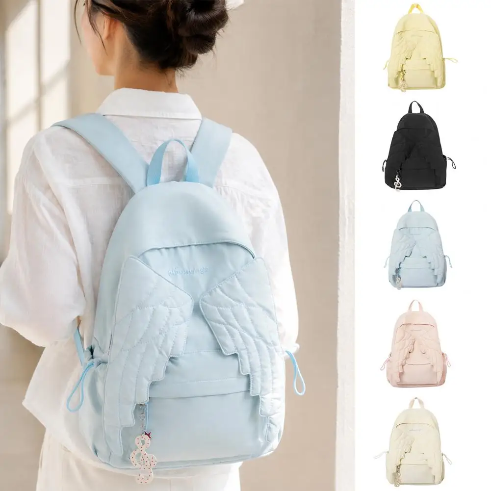 Angel Wing Backpack for Women Girls, Lightweight Nylon School Bag, Large Bookbag Daypack for Outdoor Travel Commute