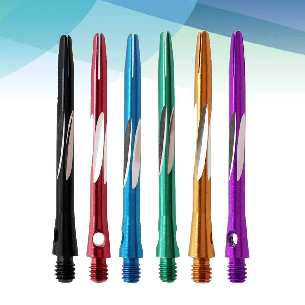 

6 шт. алюминиевых шафтов средней длины с резьбой 2BA, цветные, с гладкой поверхностью, с передним утяжелением для профессионалов