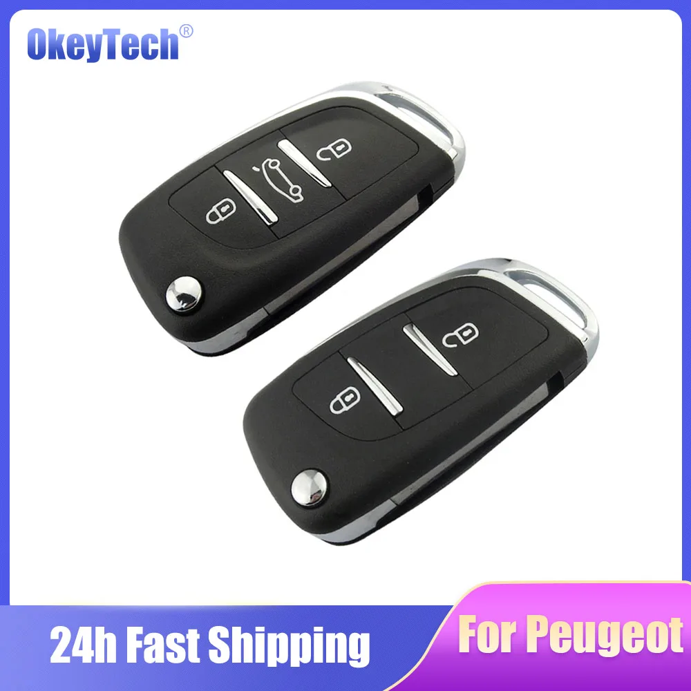 

OkeyTech Modified Filp Folding Remote Car Key Shell Case Cover For Peugeot 207 307 407 408 308 For Citroen C2 C4 C5 C6 C8 CE0536