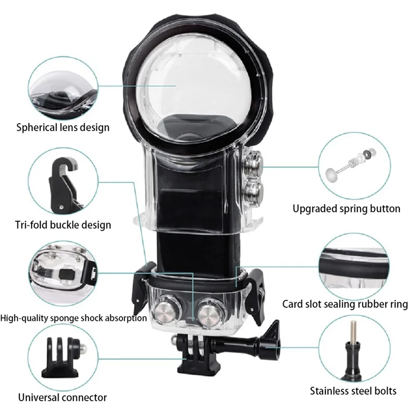 PHILE-360° Panorama Action Camera Accessory Dive Case With 40M Waterproof Depth For Insta 360 X3