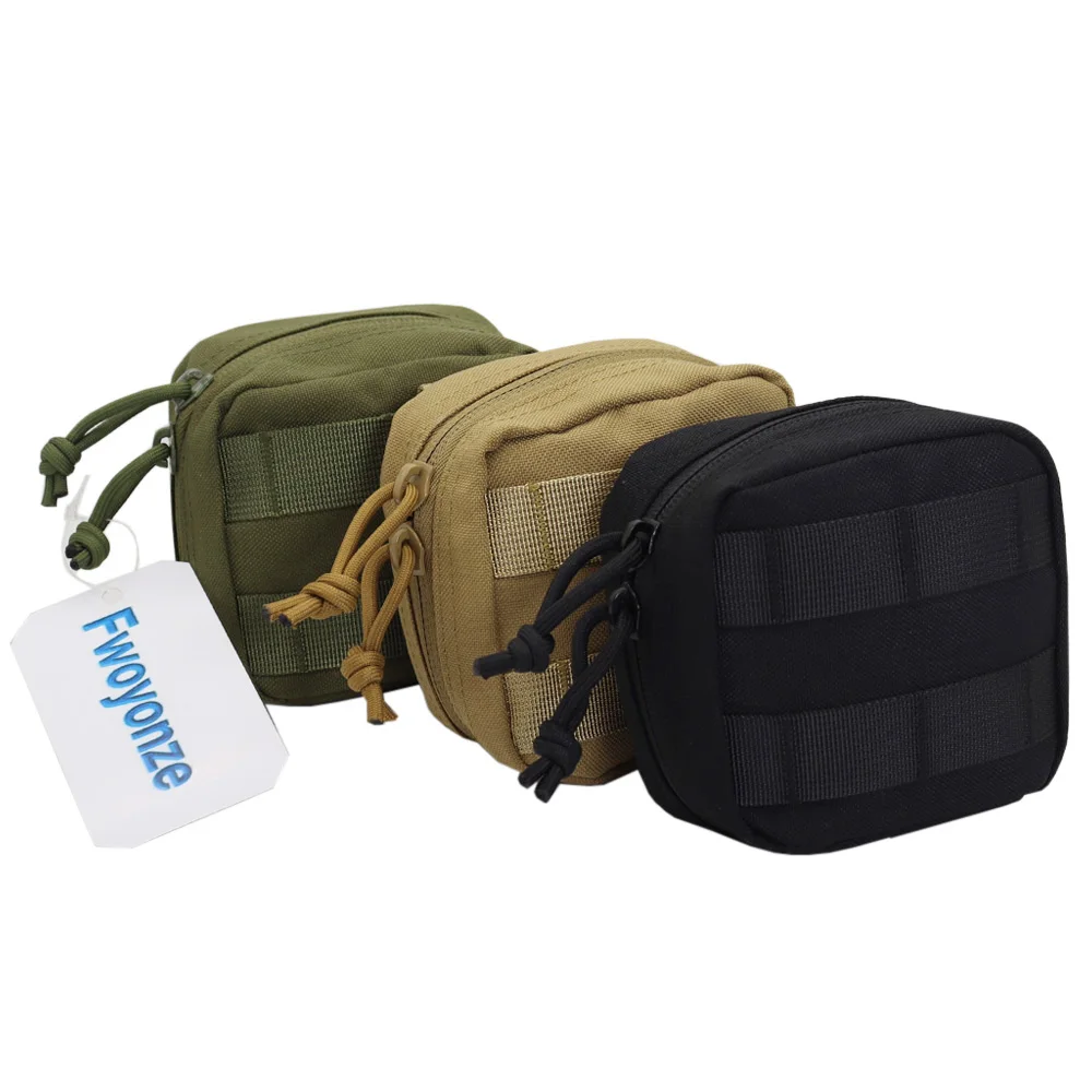 Fwoyonze-Mini bolsa de herramientas táctica multiusos MOLLE EDC, cuchillo, brújula, linterna, bolsa de almacenamiento de tarjetas, Micro riñonera para acampar
