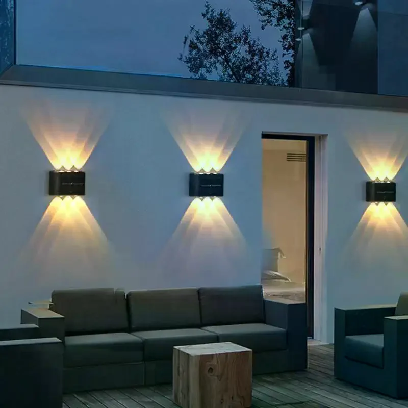 4-10 LED مصباح للطاقة الشمسية في الهواء الطلق أضواء الجدار مقاوم للماء لحديقة ساحة ديكور المشهد صعودا وهبوطا الإضاءة المضيئة 1 قطعة