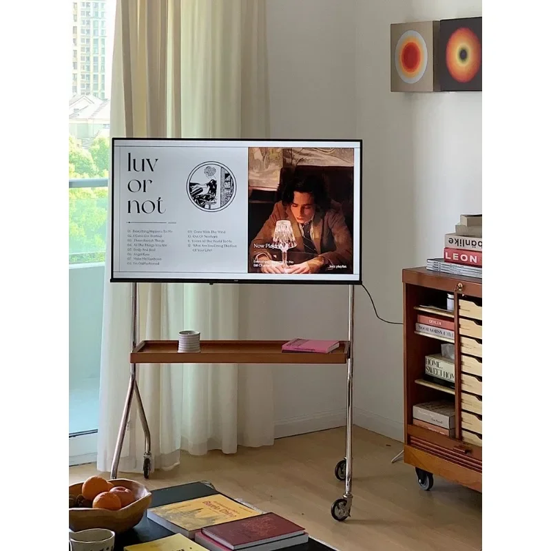 Customized French Vintage TV Hanger No Punching Removable Stand Meeting Room Living Room Floor Mounted Wheeled Universal