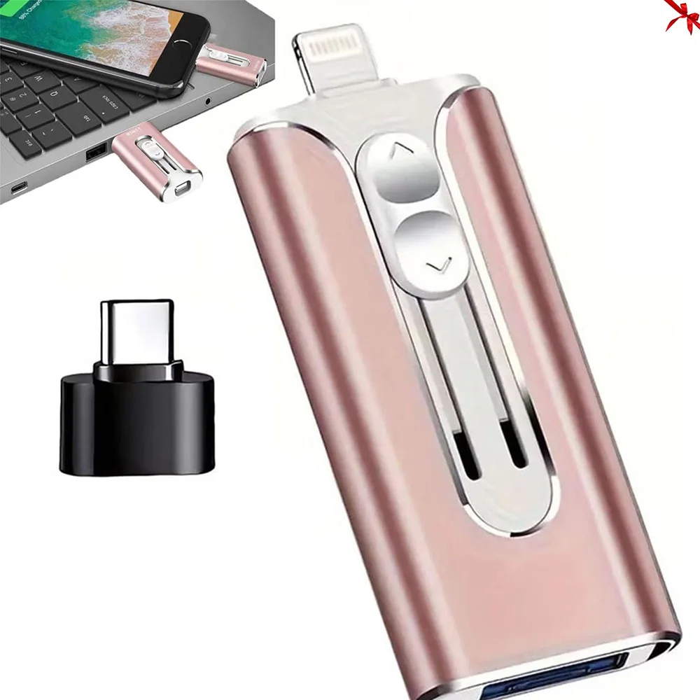4-in-1 USB 3.0 Flash-Laufwerk für iPhone & Type-C & Android & PC, Externes Speicherlaufwerk 128GB Foto-Speicherstick Thumb Drive Neu