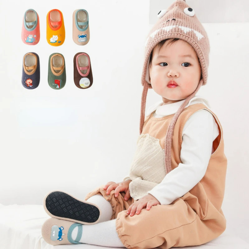 Baby Anti-slip Socks First Walkers Newborn Warm Crib Floor Shoes with Rubber Sole Children Toddler Girl Infant Cute Kids Slipper