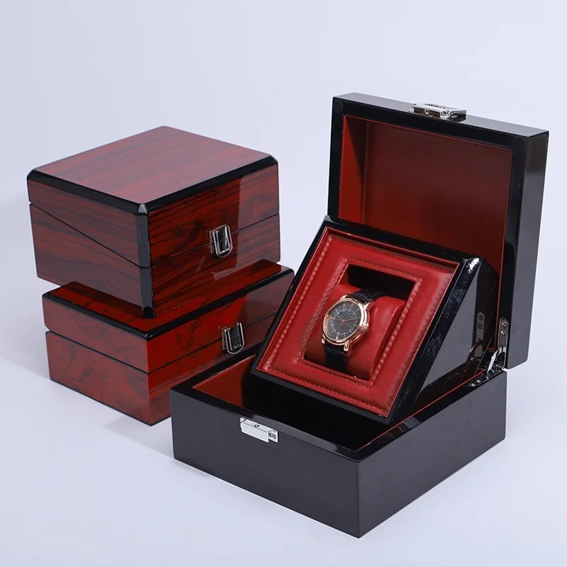 Wood paint watch packaging storage box exquisite box wooden flip watch jewelry solid wood watch box