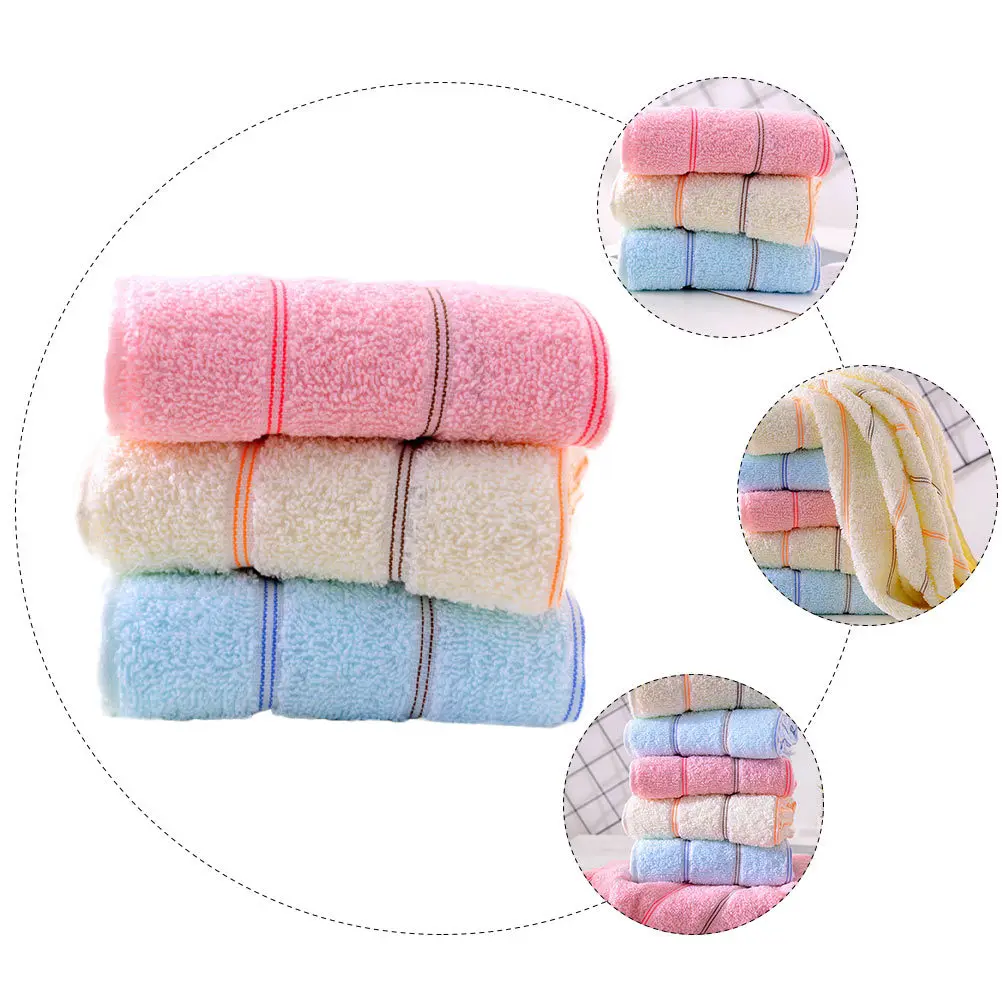 ผ้าเช็ดหน้าผ้าฝ้ายหนา 3 ชิ้น ผ้าเช็ดหน้าผ้าฝ้ายแท้ ผ้าเช็ดหน้าเนื้อนุ่ม ดูดซับได้ดี แห้งเร็ว ทนทาน สำหรับล้างหน้า ใช้สำหรับเดินทาง