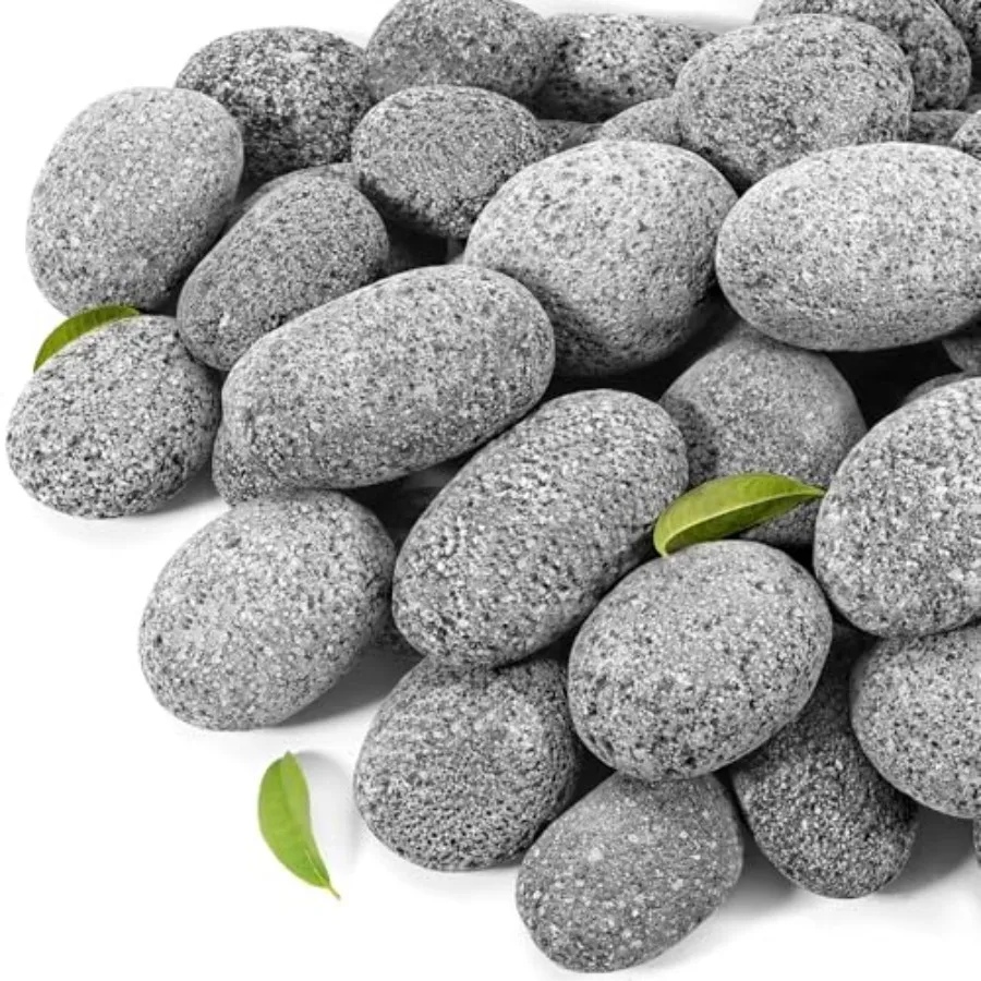

20 Pounds Natural Tumbled Stones Round s for Fire Pit, Gas Fireplace/Fire Tables, Gas Log Set, Fire Bowls, Decorative Landscapi
