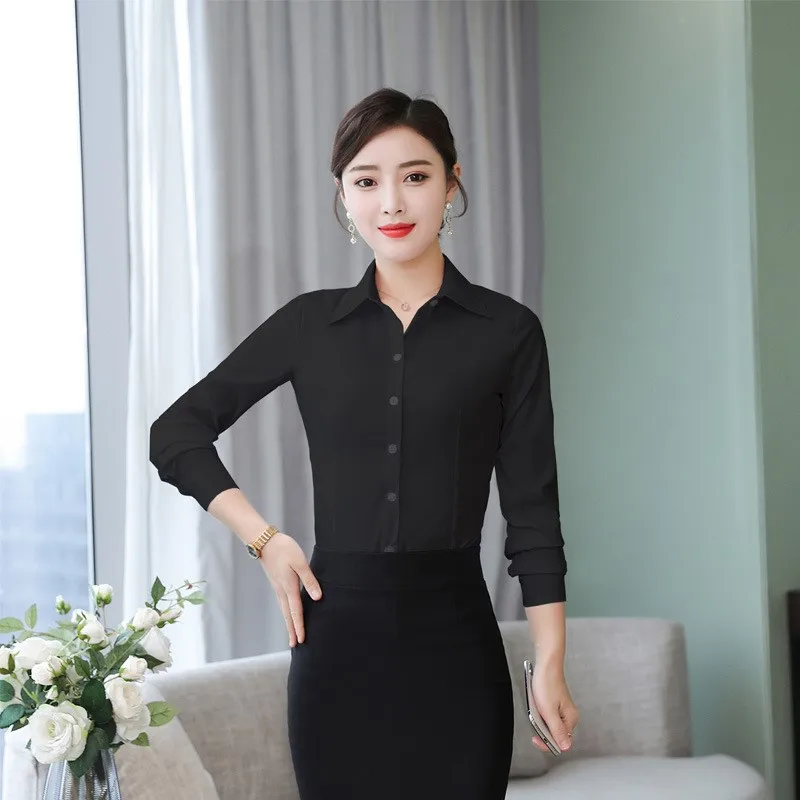 Korean Fashion Women Shirts White Shirt Women Long Sleeve Shirts Tops Office Lady Basic Shirt Blouses Woman Blouse NS5655