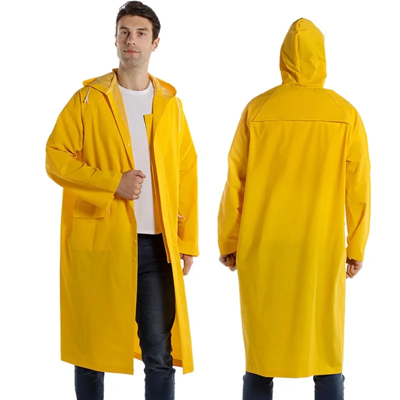 

Extra Long Waterproof PVC Raincoat Windproof Trench Coat for Outdoor Duty Work Cycling