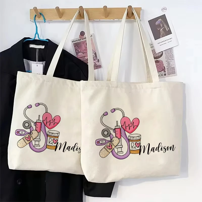 2026 Stethoscope medical equipment customized canvas backpack for travel storage handbag personalized name tote bag