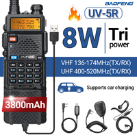 Baofeng UV-5R 8W 3800mAh Walkie Talkie Tri Power Long Range Type-C Charger UHF VHF Handheld Transceiver Ham Two Way Radio