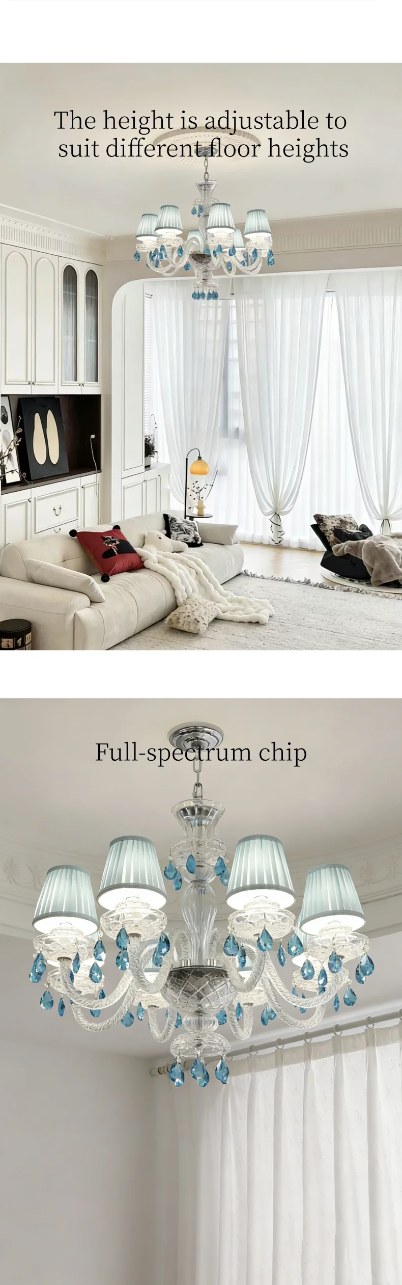 Light Blue K9 Crystal LED Chandelier
