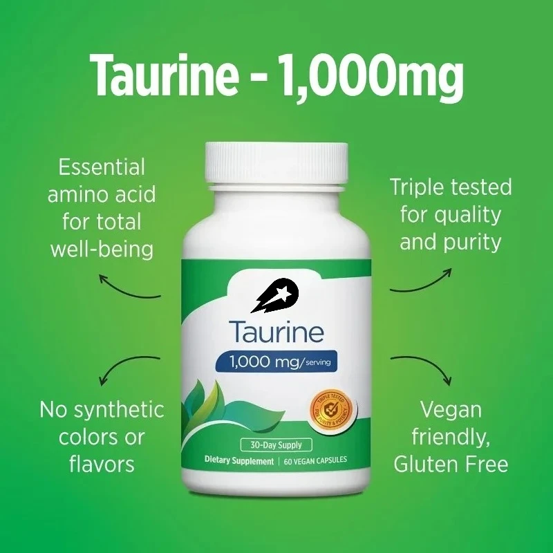 

Taurine Supplement -1000 Mg/portion | 60 Capsules of Vegan Capsules for Daily Health Support