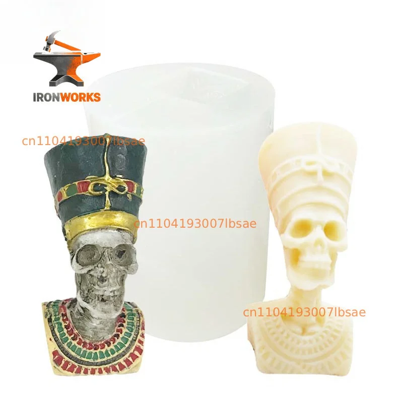 3D human face like silicone mold plaster candle, pharaoh pyramid mold