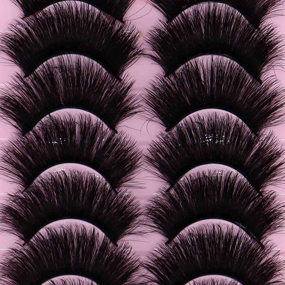 10 Pairs Of Black Matte False Eyelashes Fluffy Thick Exaggerated Curling Stage Party Daily Makeup