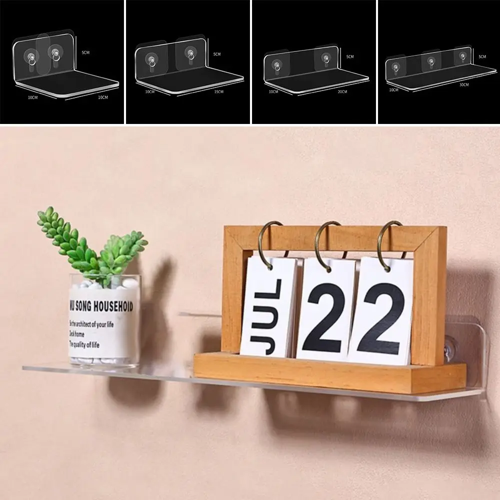 New 20/30/15/10CM Acrylic Display Stand Perforated Clear Storage Rack Strong Stickers Thickened Wall Hanging Panel