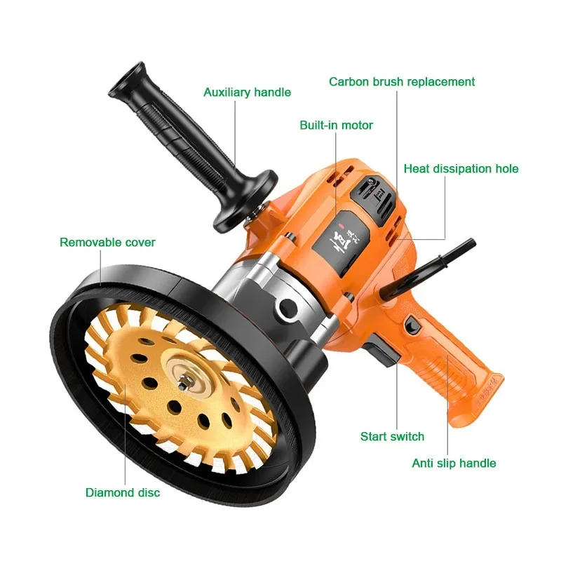 Concrete Grinder Cement Block Grinder Wall Planer Multi-Function Rough Grinder Polishing Machine High-Power Concrete