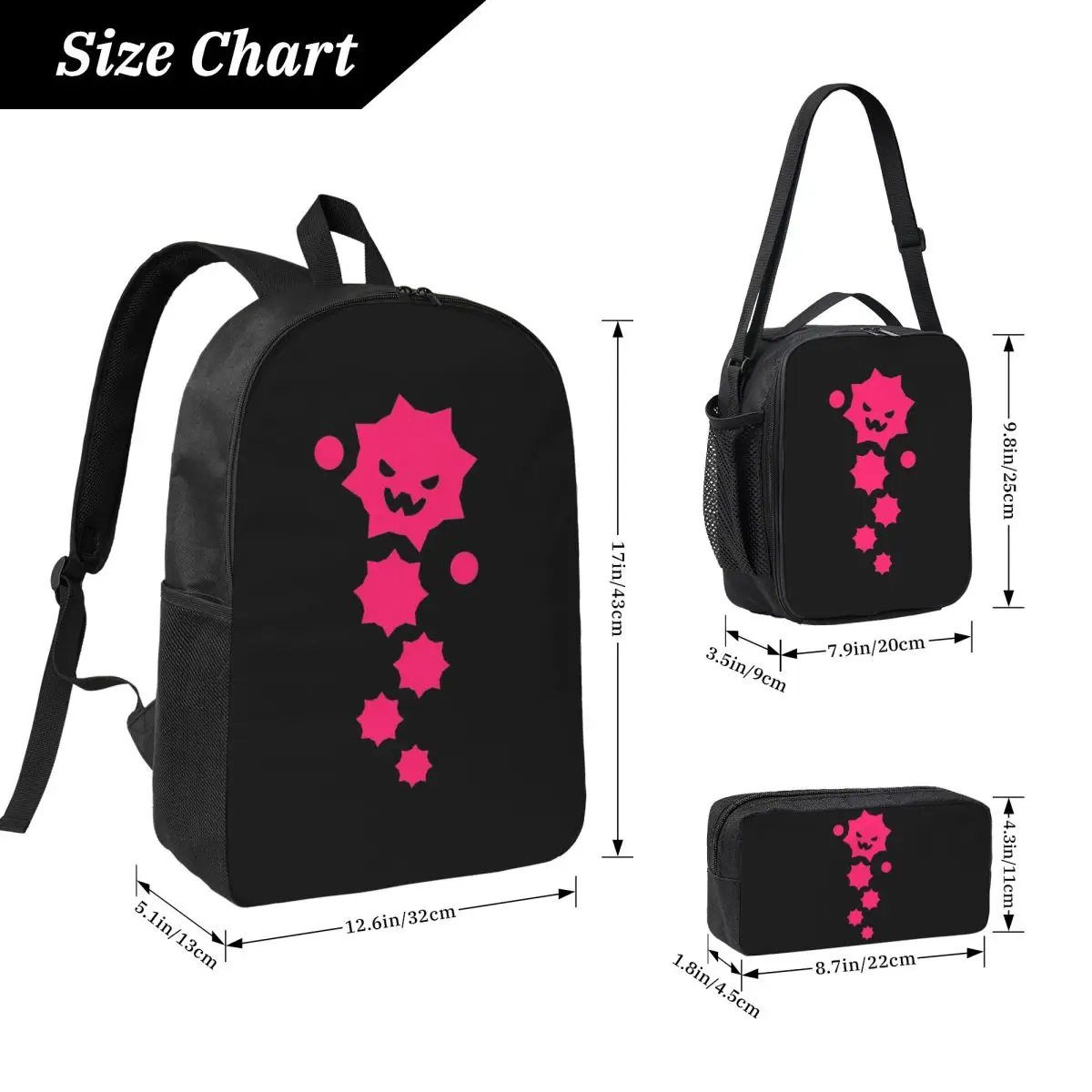 Just Shapes And Beats Blixer Lycanthropy Backpack BookBag School Bag Computer Shoulder Bags 3ps Insulated Lunch Bag Pencil Case