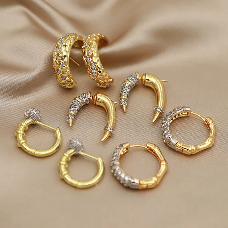 جديد البصر تصميم كريستال هندسية وأقراط للنساء أزياء العلامة التجارية مجوهرات فريدة من نوعها أقراط زركونيا حساسة