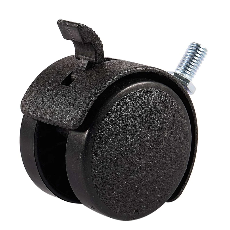 6X Furniture Swivel Locking Caster 8Mm Screw Stem 2-Inch Dia Wheel Black