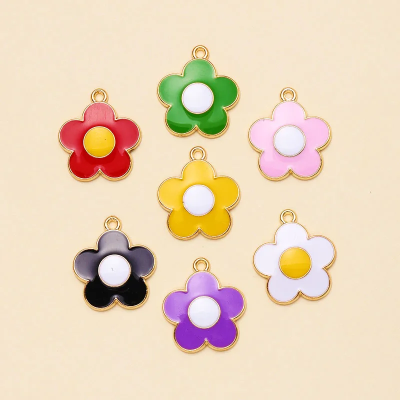 

12Pcs Handmade Jewelry DIY Enamel Multicolor Sun Flower Alloy Earrings Pendants Bracelets Necklace Charms Accessories Wholesale