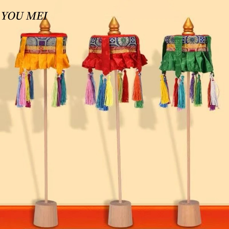 

Tibetan-Style Dragon-Patterned Mini Treasure Umbrella,Buddhist Item Home Decor Colorful Double-Pointed Banner Diameter 25 cm