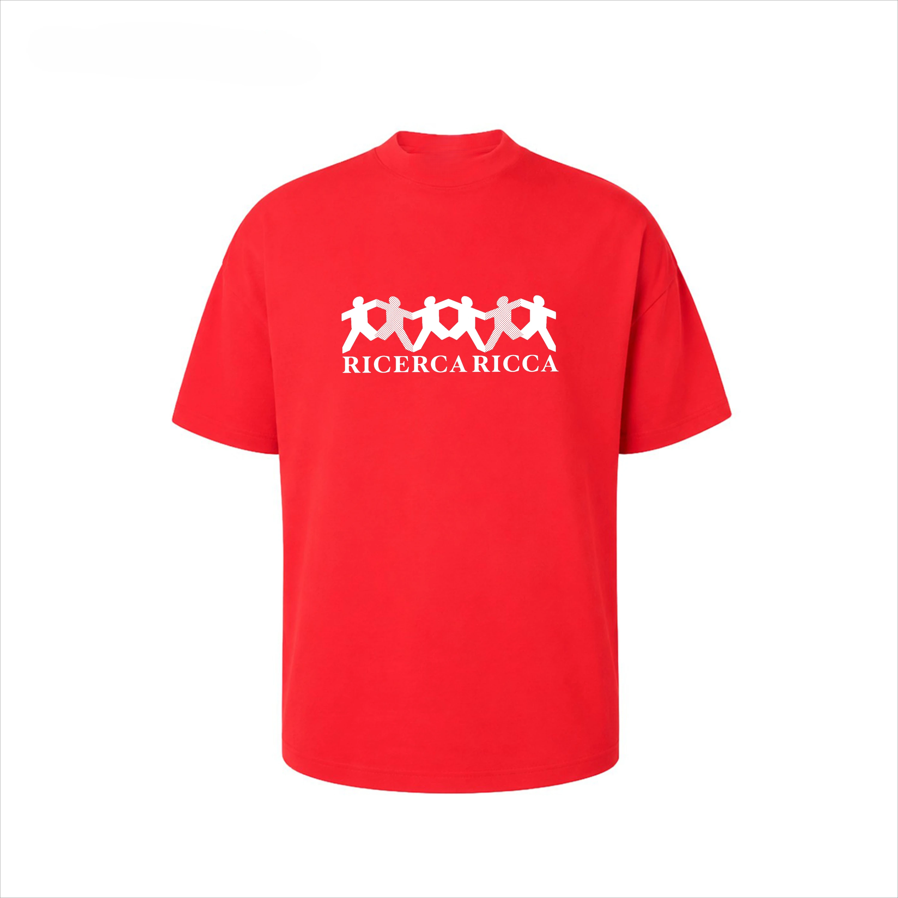 Riccca Holding Hands Figure Graphic T‑Shirt Unisex Short‑Sleeve Casual Top Red Human Print for Fashion Lovers