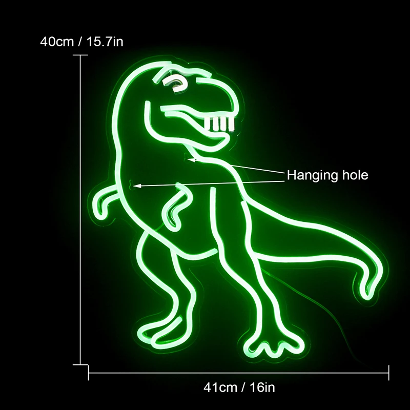 Ineonlife Funny Dinosaurs Neon Sign Tyrannosau Design LED Light USB Night Lamp Acrylic Hanging Home Kids Gamer Room Wall Decor