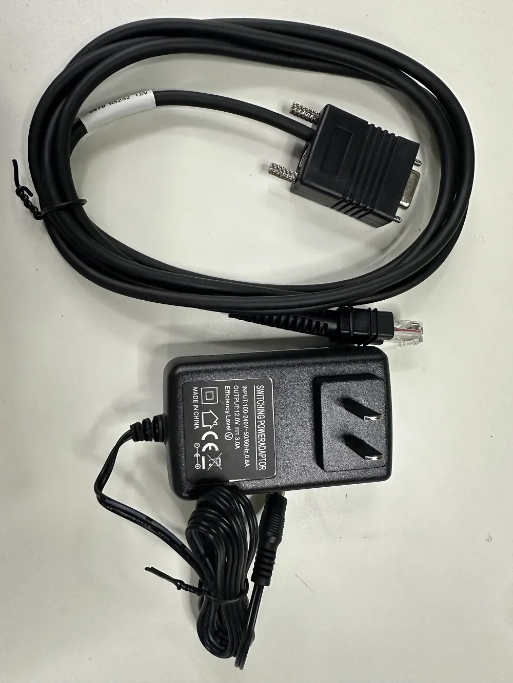 2M 6.5FT 9-PIN RS232 Serial Cable with 12V Power Supply For Zebra DS3678 LI3678