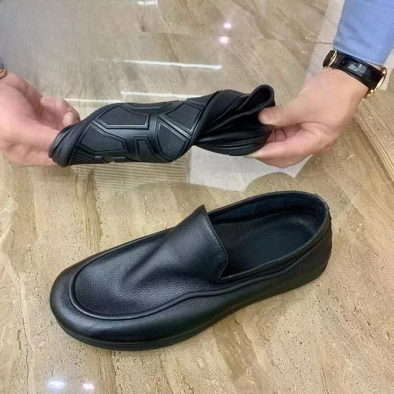 Summer New Casual Formal Leather Breathable Business Men's British Bean Soft Bottom Fashionable Single Shoes round Toe Rubber...